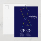 Noordelijke Halfrond Sterrenbeeld Orion Briefkaart (Voorkant / Achterkant)