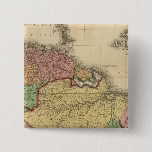 Noordelijke helft van Zuid-Amerika Vierkante Button 5,1 Cm (Voorkant)