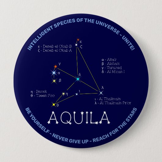 Noordelijke Hemisphere Constellation Aquila Ronde Button 4,0 Cm (Voorkant)