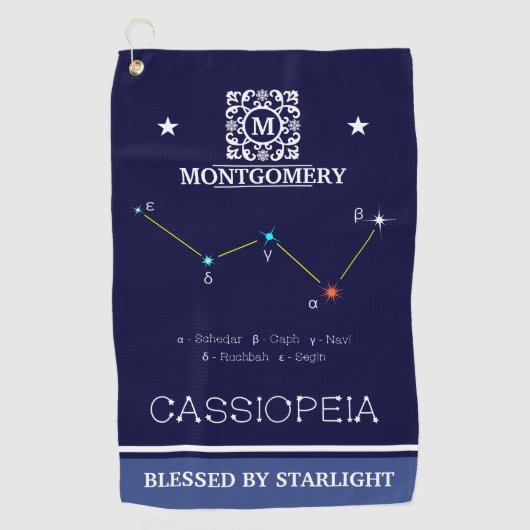 Noordelijke Hemisphere Constellation Cassioipeia Golfhanddoek (Voorkant)