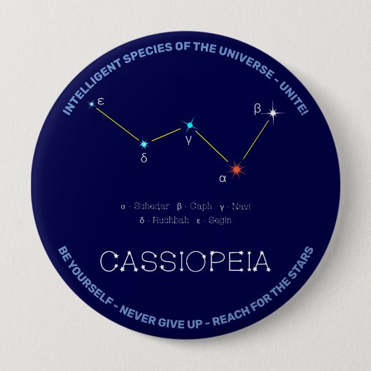 Noordelijke Hemisphere Constellation Cassioipeia Ronde Button 4,0 Cm (Voorkant)