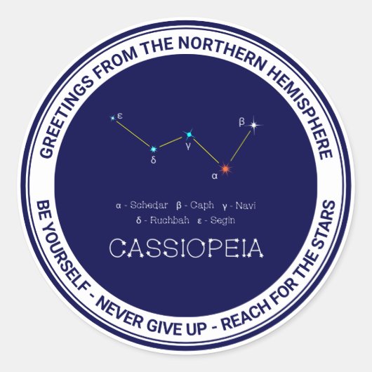 Noordelijke Hemisphere Constellation Cassioipeia Ronde Sticker (Voorkant)
