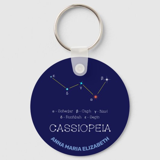 Noordelijke Hemisphere Constellation Cassioipeia Sleutelhanger (Voorkant)