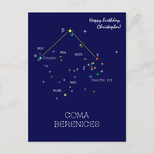 Noordelijke Hemisphere Constellation Coma Berenice Briefkaart (Voorkant)