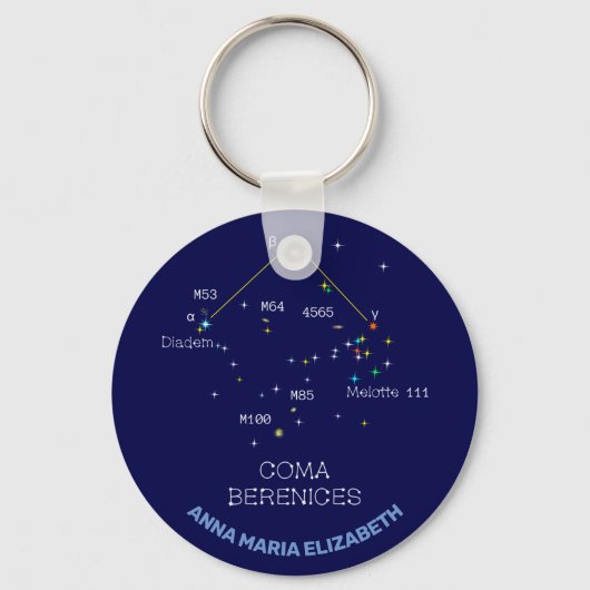 Noordelijke Hemisphere Constellation Coma Berenice Sleutelhanger (Voorkant)