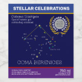 Noordelijke Hemisphere Constellation Coma Berenice Wijn Etiket (Enkel label)