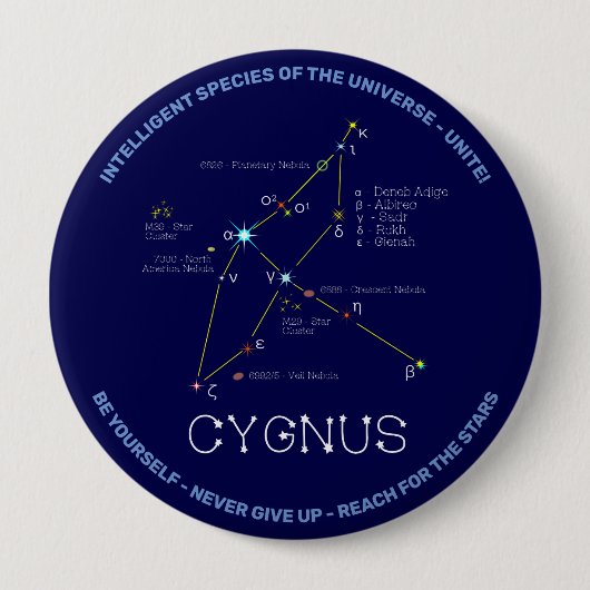Noordelijke Hemisphere Constellation Cygnus Ronde Button 4,0 Cm (Voorkant)