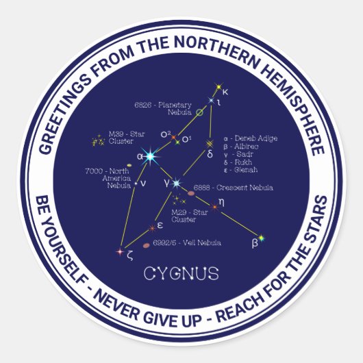 Noordelijke Hemisphere Constellation Cygnus Ronde Sticker (Voorkant)