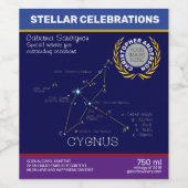 Noordelijke Hemisphere Constellation Cygnus Wijn Etiket (Enkel label)