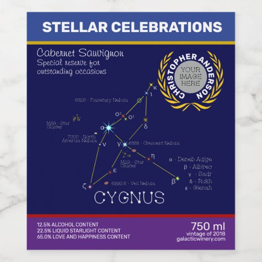 Noordelijke Hemisphere Constellation Cygnus Wijn Etiket (Enkel label)