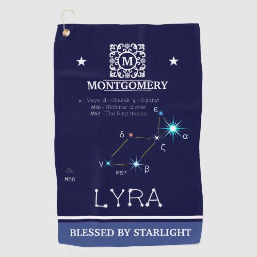 Noordelijke Hemisphere Constellation Lyra Golfhanddoek (Voorkant)