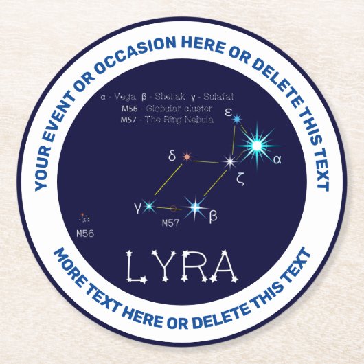 Noordelijke Hemisphere Constellation Lyra Ronde Kartonnen Onderzetter (Voorkant)