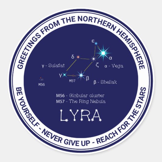 Noordelijke Hemisphere Constellation Lyra Ronde Sticker (Voorkant)