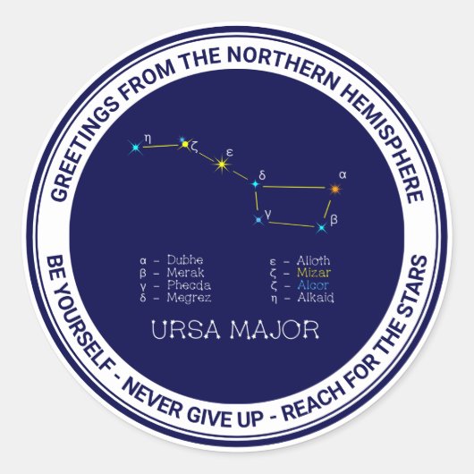 Noordelijke Hemisphere Constellation Ursa Major Ronde Sticker (Voorkant)