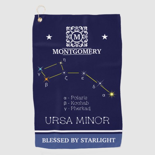 Noordelijke Hemisphere Constellation Ursa Minor Golfhanddoek (Voorkant)