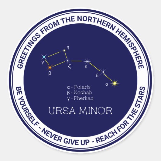 Noordelijke Hemisphere Constellation Ursa Minor Ronde Sticker (Voorkant)