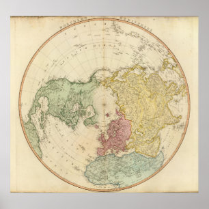 Noordelijke Hemisphere-kaart Poster