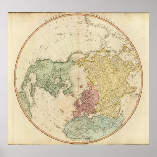 Noordelijke Hemisphere-kaart Poster (Voorkant)