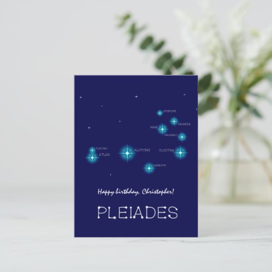 Noordelijke Hemisphere Pleiades Star Formation Briefkaart (Staand voorkant)