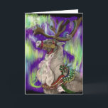 Noordelijke Kaart Wonders~Greeting<br><div class="desc">Noordelijk is benieuwd! Het Rendier van de kerstman kijkt omhoog aan de hemel om de noordelijke lichten te zien! met lege ruimtebinnenkant zodat kunt u de vakantiewensen aanbrengen u:) Kunst Copyright aan Kuiper Erin wenst</div>