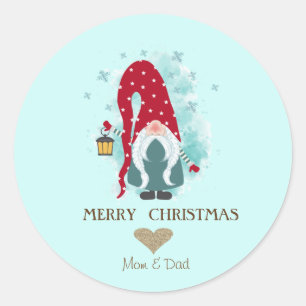 Noordelijke kabouter Sneeuwvlokken Prettig kerstfe Ronde Sticker