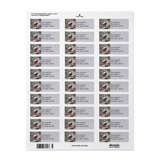 Noordelijke kardinaal etiket (Full Sheet)