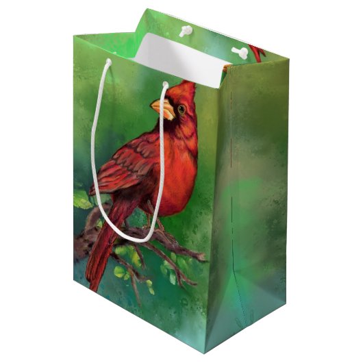 Noordelijke Kardinaal Gift Bag Medium Cadeauzakje (Voorkant Gekanteld)