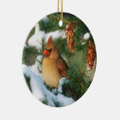 Noordelijke Kardinaal in boom, Illinois Keramisch Ornament (Rechts)