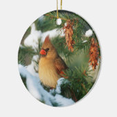 Noordelijke Kardinaal in boom, Illinois Keramisch Ornament (Links)