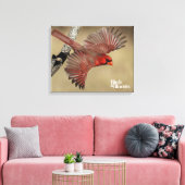 noordelijke kardinaal in de vlucht canvas afdruk (Insitu (Woonkamer))