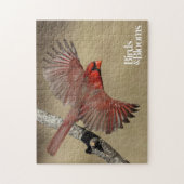 noordelijke kardinaal in de vlucht legpuzzel (Verticaal)