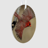 noordelijke kardinaal in de vlucht ornament (voorkant)