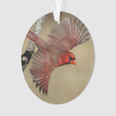 noordelijke kardinaal in de vlucht ornament (voorkant)