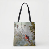 Noordelijke Kardinaal in de Wax Myrtle-Canvas tas (Voorkant)