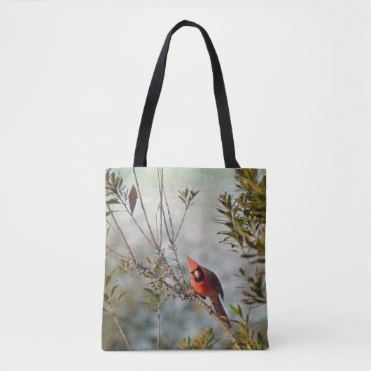 Noordelijke Kardinaal in de Wax Myrtle-Canvas tas (Voorkant)