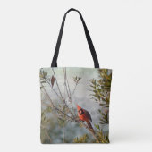 Noordelijke Kardinaal in de Wax Myrtle-Canvas tas (Achterkant)