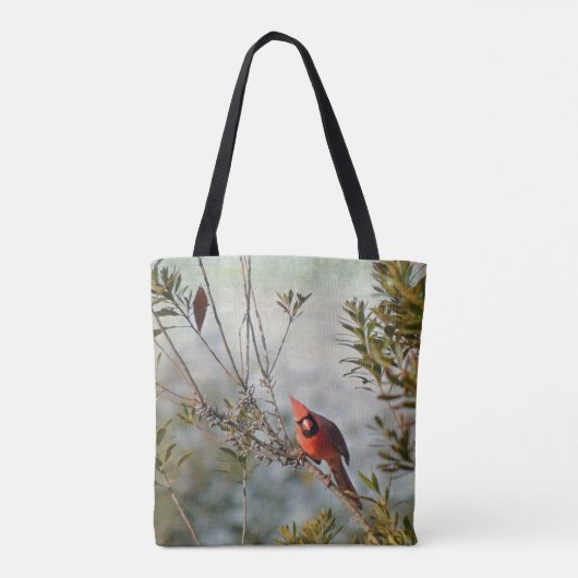 Noordelijke Kardinaal in de Wax Myrtle-Canvas tas (Achterkant)
