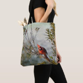 Noordelijke Kardinaal in de Wax Myrtle-Canvas tas (Dichtbij)