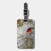 Noordelijke Kardinaal in Wax Myrtle Bagagelabel (Voorkant verticaal)