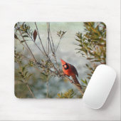 Noordelijke Kardinaal in Wax Myrtle Muismat (Met muis)