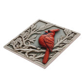 Noordelijke Kardinaal - Kunst en ambachten Keramis Tegeltje (Zijkant)