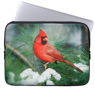Noordelijke Kardinaal mannetje in boom, IL Laptop Sleeve