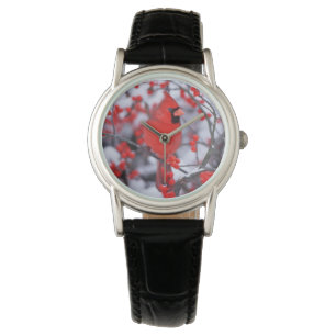 Noordelijke Kardinaal mannetje, Winter, IL Horloge
