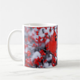 Noordelijke Kardinaal mannetje, Winter, IL Koffiemok