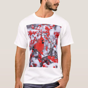 Noordelijke Kardinaal mannetje, Winter, IL T-shirt
