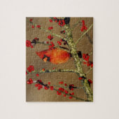 Noordelijke Kardinaal mannetje zit, IL Legpuzzel (Verticaal)