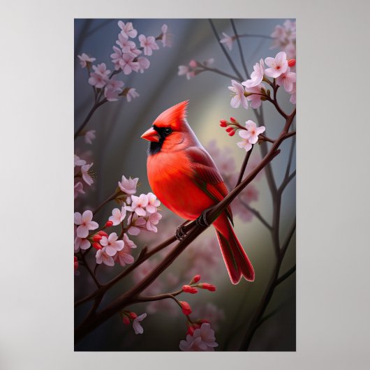 Noordelijke kardinaal Ohio Red Bird Poster (Voorkant)
