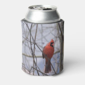 Noordelijke Kardinaal op een Misty Morning Blikjeskoeler (Blikje Achterkant)