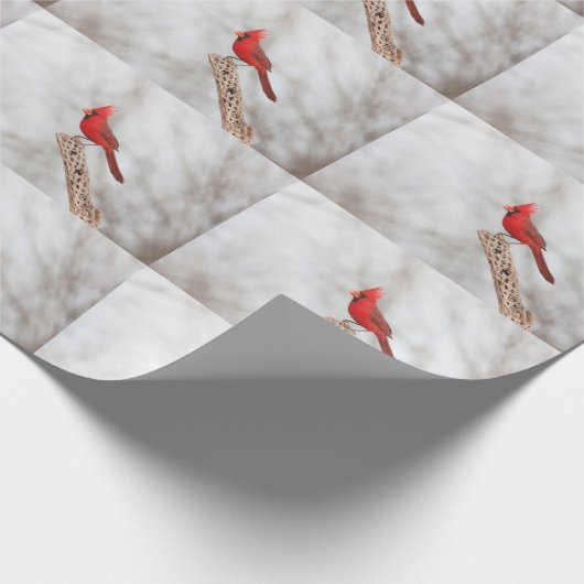 Noordelijke Kardinaal op een tak Cadeaupapier (Hoek)
