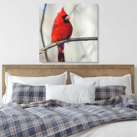 Noordelijke Kardinaal Perch Canvas Afdruk (Insitu (Slaapkamer))